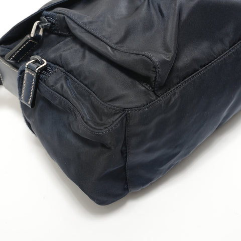 PRADA Nylon Triangle Logo Shoulder Bag Navy WS28535