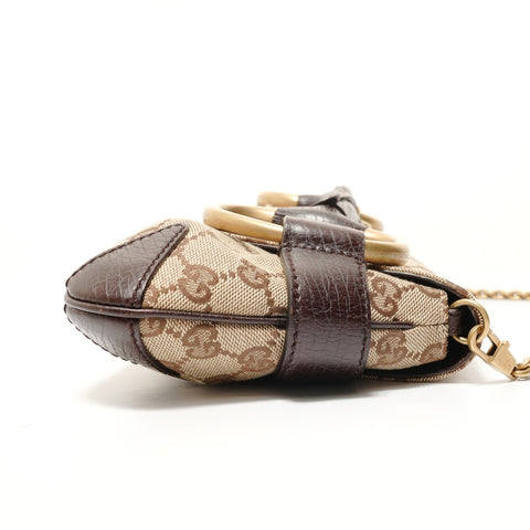 GUCCI Horsebit Chain GG Canvas Shoulder Bag beige WS28540