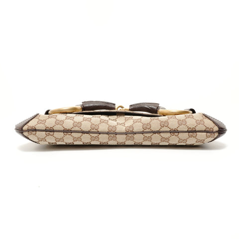 GUCCI Horsebit Chain GG Canvas Shoulder Bag beige WS28540