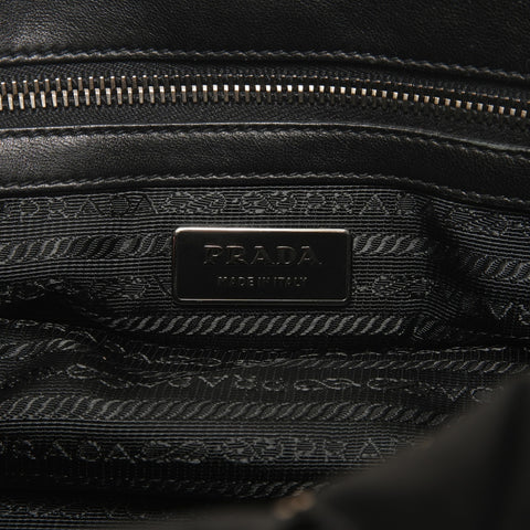 PRADA 2-Way Nylon Shirring Leather Handbag black WS28541