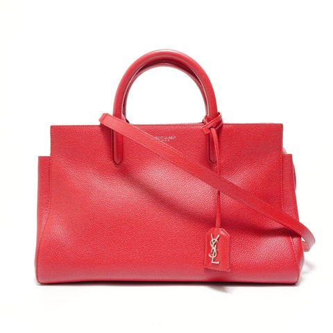 YVES SAINT LAURENT Cabas Rive Gauche Leather Handbag Red WS28542