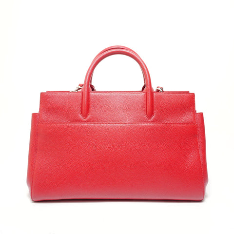 YVES SAINT LAURENT Cabas Rive Gauche Leather Handbag Red WS28542