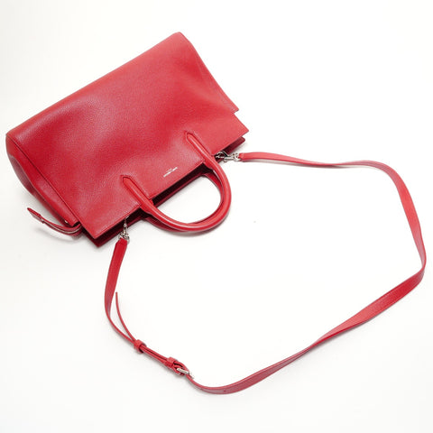 YVES SAINT LAURENT Cabas Rive Gauche Leather Handbag Red WS28542