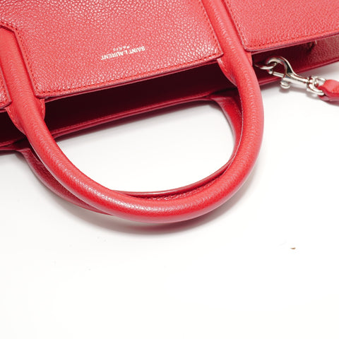 YVES SAINT LAURENT Cabas Rive Gauche Leather Handbag Red WS28542