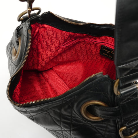 Christian Dior Cannage One Belt Leather Shoulder Bag black WS28546