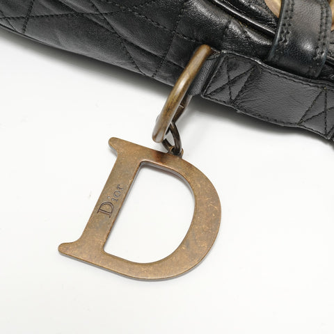 Christian Dior Cannage One Belt Leather Shoulder Bag black WS28546