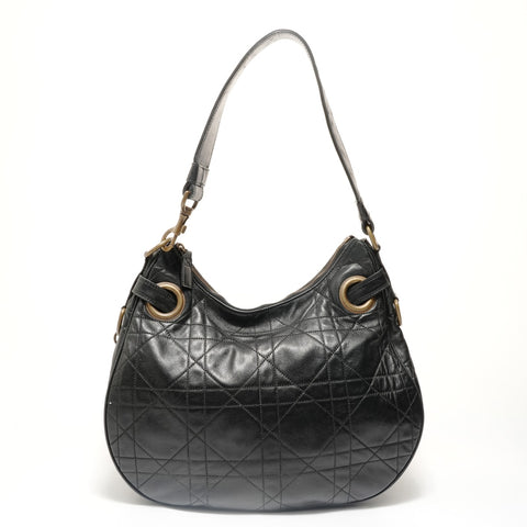 Christian Dior Cannage One Belt Leather Shoulder Bag black WS28546