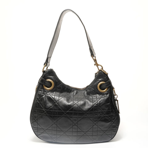 Christian Dior Cannage One Belt Leather Shoulder Bag black WS28546