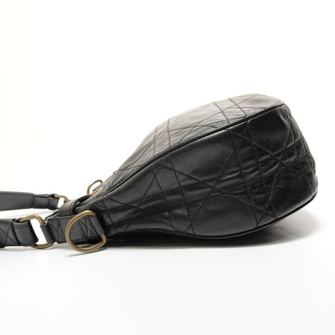 Christian Dior Cannage One Belt Leather Shoulder Bag black WS28546