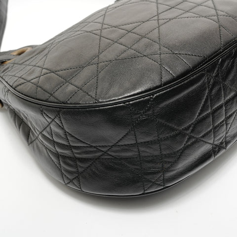 Christian Dior Cannage One Belt Leather Shoulder Bag black WS28546