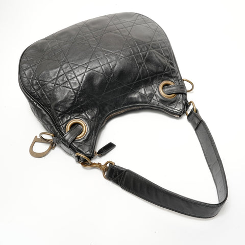 Christian Dior Cannage One Belt Leather Shoulder Bag black WS28546