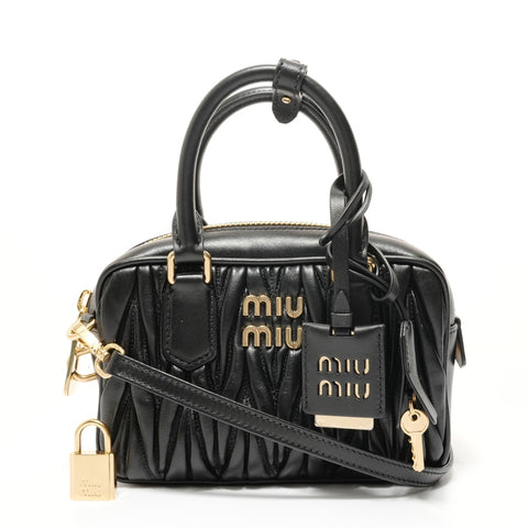 Miu Miu Arcadi Matelassé Leather 2-Way Bag Handbag black WS28547