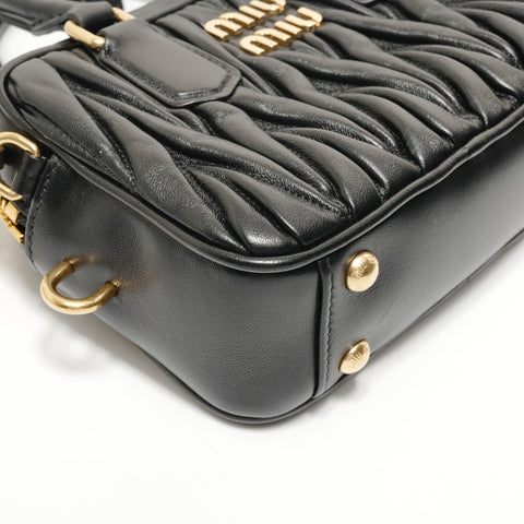 Miu Miu Arcadi Matelassé Leather 2-Way Bag Handbag black WS28547