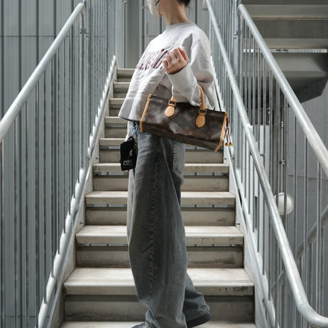 LOUIS VUITTON 2005 Monogram Popincourt Handbag Brown WS28548