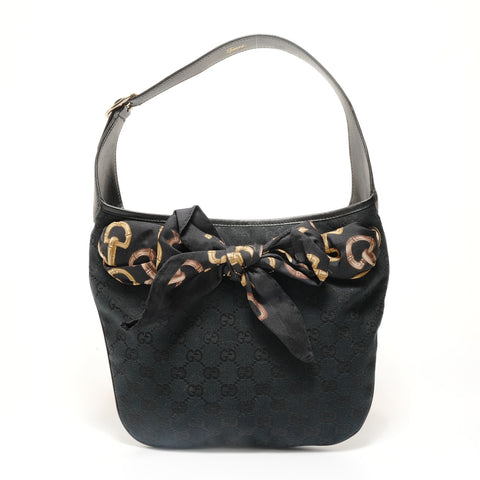GUCCI Scarf one belt GG canvas Shoulder Bag black WS28550