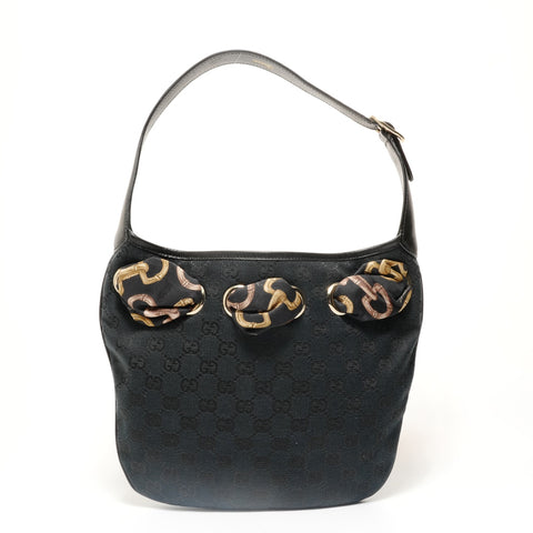 GUCCI Scarf one belt GG canvas Shoulder Bag black WS28550