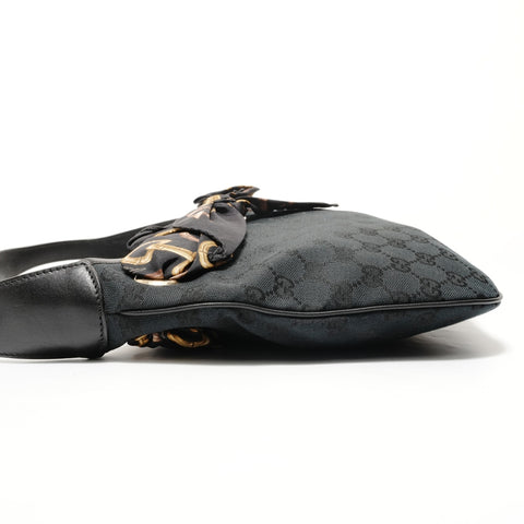 GUCCI Scarf one belt GG canvas Shoulder Bag black WS28550