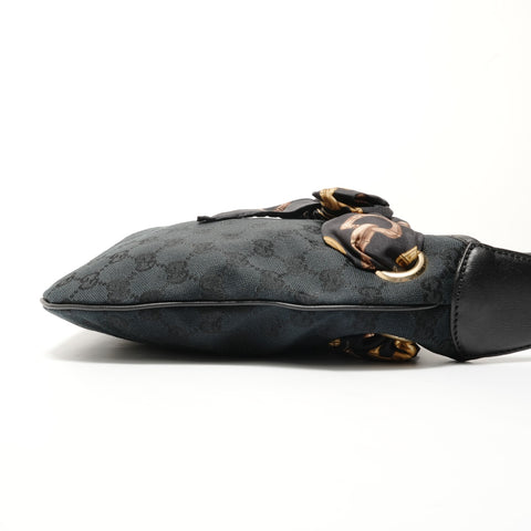 GUCCI Scarf one belt GG canvas Shoulder Bag black WS28550