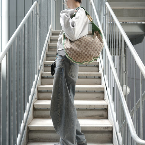 GUCCI Bamboo One Belt GG Canvas Shoulder Bag beige WS28554