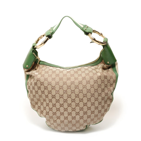 GUCCI Bamboo One Belt GG Canvas Shoulder Bag beige WS28554