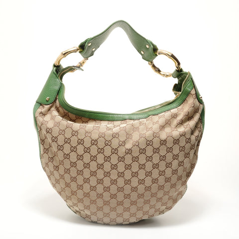 GUCCI Bamboo One Belt GG Canvas Shoulder Bag beige WS28554