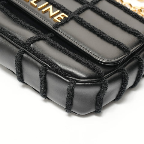 CELINE Monochrome Chain Shoulder Bag Leather Shoulder Bag black WS28555