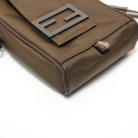 FENDI Baguette Phone Pouch Shoulder Bag khaki WS28561