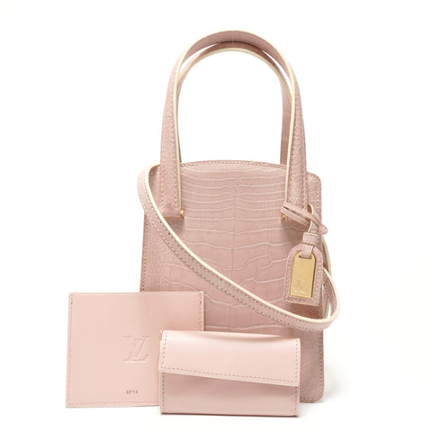 LOUIS VUITTON Special Order Exotic Leather 2-Way Bag Handbag pink WS28563