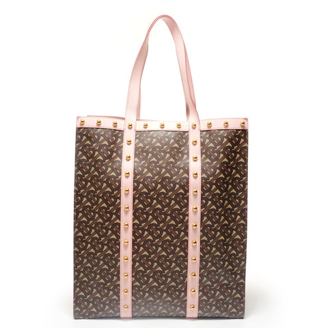 BURBERRY 2-Way PVC x Leather Tote Bag Brown WS28564