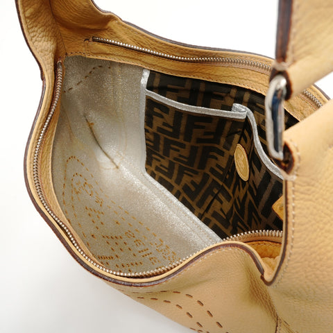 FENDI Selleria Punching Shoulder Bag yellow WS28572