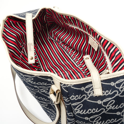 GUCCI Abby D-ring GG logo canvas Shoulder Bag Navy WS28582