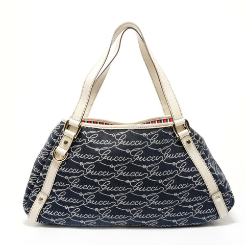 GUCCI Abby D-ring GG logo canvas Shoulder Bag Navy WS28582