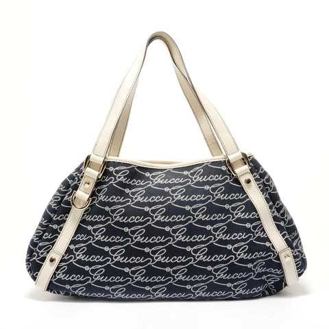 GUCCI Abby D-ring GG logo canvas Shoulder Bag Navy WS28582