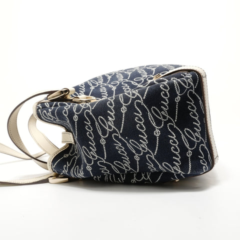 GUCCI Abby D-ring GG logo canvas Shoulder Bag Navy WS28582