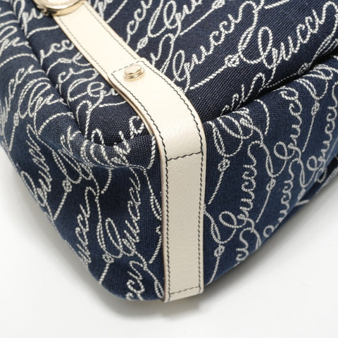 GUCCI Abby D-ring GG logo canvas Shoulder Bag Navy WS28582