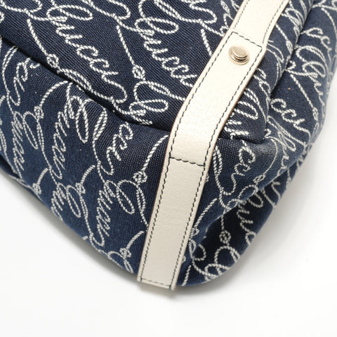 GUCCI Abby D-ring GG logo canvas Shoulder Bag Navy WS28582