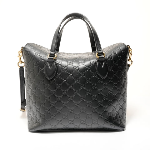 GUCCI GG Shima Leather Top Handle 2-Way Bag Shoulder Bag black WS28593