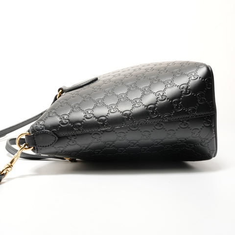GUCCI GG Shima Leather Top Handle 2-Way Bag Shoulder Bag black WS28593