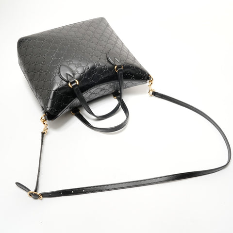 GUCCI GG Shima Leather Top Handle 2-Way Bag Shoulder Bag black WS28593