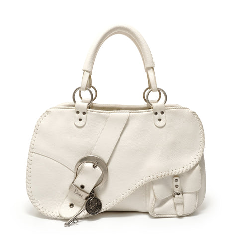 Christian Dior Gaucho Leather Handbag white WS28600