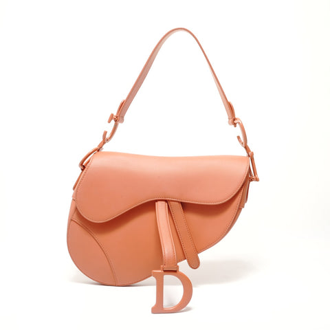 Christian Dior Leather Saddlebag Shoulder Bag Orange WS28603