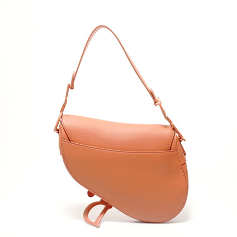Christian Dior Leather Saddlebag Shoulder Bag Orange WS28603