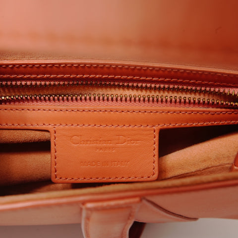 Christian Dior Leather Saddlebag Shoulder Bag Orange WS28603