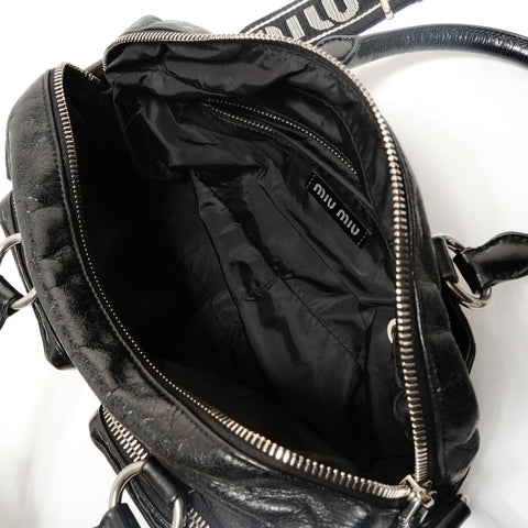 Miu Miu Vitello Shine Nero 2WAY Shoulder Bag black WS28610