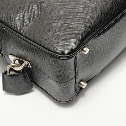 PRADA Tessuto Gaffele Saffiano Leather Shoulder Bag black WS28613