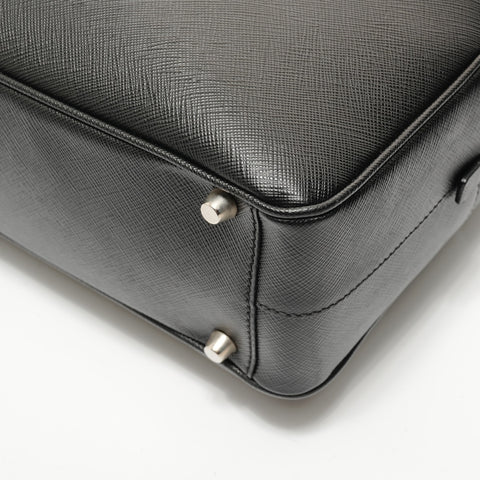 PRADA Tessuto Gaffele Saffiano Leather Shoulder Bag black WS28613