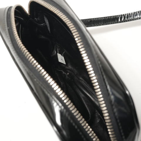 PRADA Flower motif patent leather Shoulder Bag black WS28614
