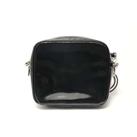 PRADA Flower motif patent leather Shoulder Bag black WS28614
