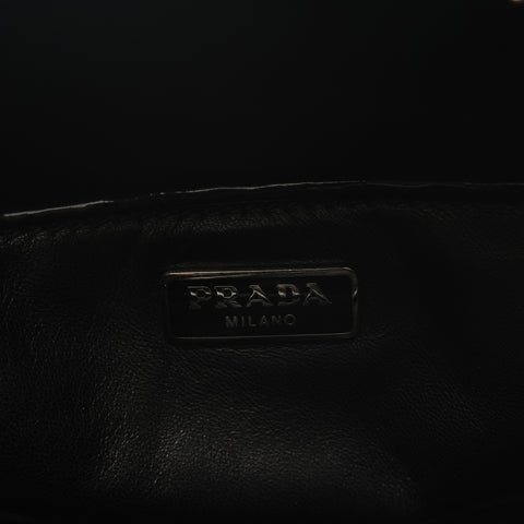 PRADA Flower motif patent leather Shoulder Bag black WS28614