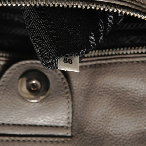 PRADA Triangle logo leather 2WAY Handbag beige WS28619